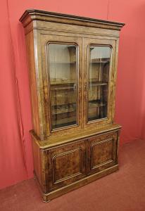 Walnut Burl Display Cabinet – Double Body, 19th Century